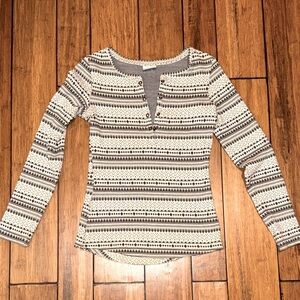 Columbia Striped Long Sleeve Top - Gray and Cream